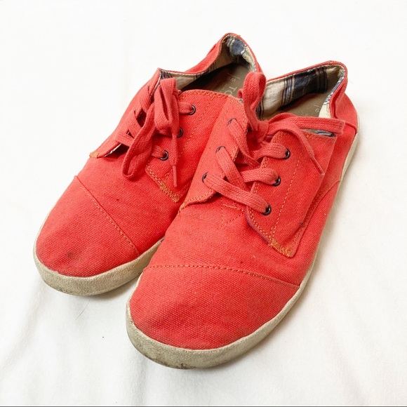 Toms red canvas lace up Cordones 9 sneakers - Picture 1 of 5